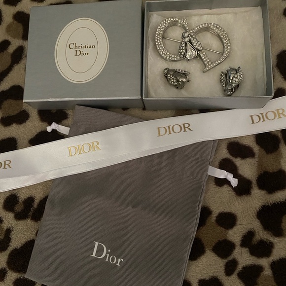 Antique Christian Dior Crystal Brooch + Earrings Set ✨FIRM PRCE✨ - Picture 2 of 5